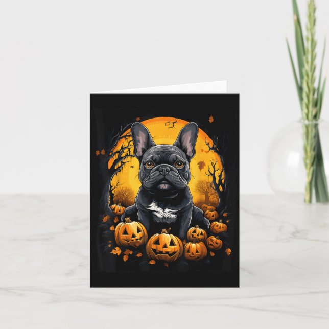Carte Bouledogue français Halloween (Devant)