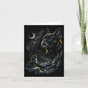 Carte Bouledogue français hurlant à la lune vintage 90s
