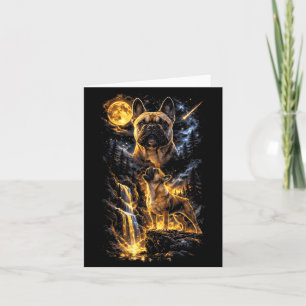 Carte Bouledogue français hurlant à la lune vintage drôl