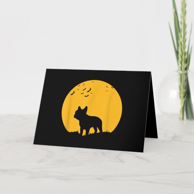 Carte Bouledogue français Lune  Design inspiré d'Hallowe (Devant)