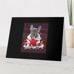 Carte Bouledogue français Noël Lumières Sweat-shirt drôl