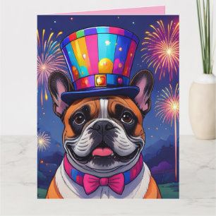 Carte Bouledogue français Nouvel An French Bulldog