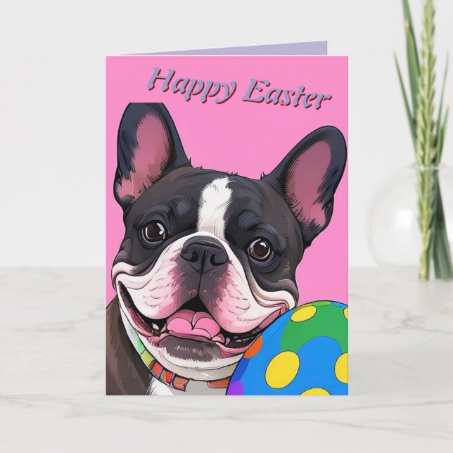 Carte Bouledogue français œuf de Pâques French Bulldog (Devant)