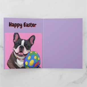 Carte Bouledogue français œuf de Pâques French Bulldog