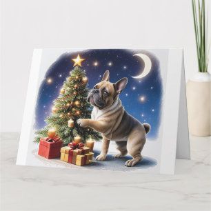 Carte Bouledogue français sapin de Noël bouledogue