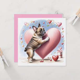 Carte Bouledogue français Saut de coeur Bouledogue franç