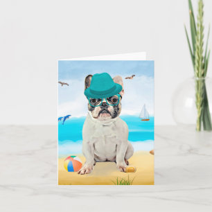 Carte Bouledogue français sur la plage