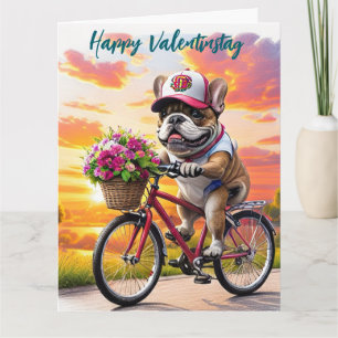 Carte Bouledogue français vélo French Bulldog