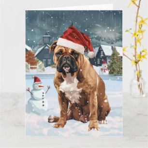 Carte Bouledogue Mastiff Noël Hiver Merveilleux Joie de 