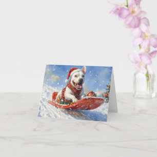 Carte Bouledogue Terrier dans un traîneau Laissez-le nei