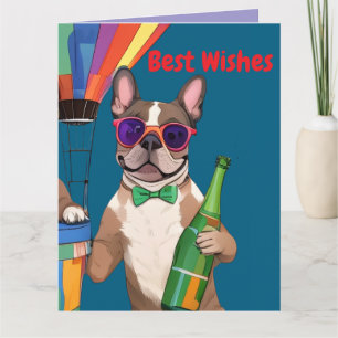 Carte Bouledogues français Nouvel An French Bulldog
