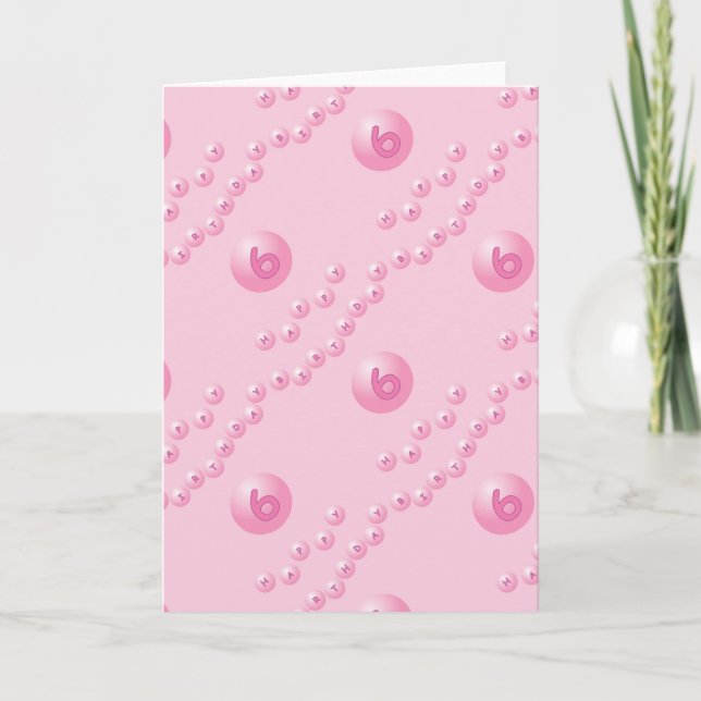 Carte Boules d'anniversaire roses 6 ans (Devant)
