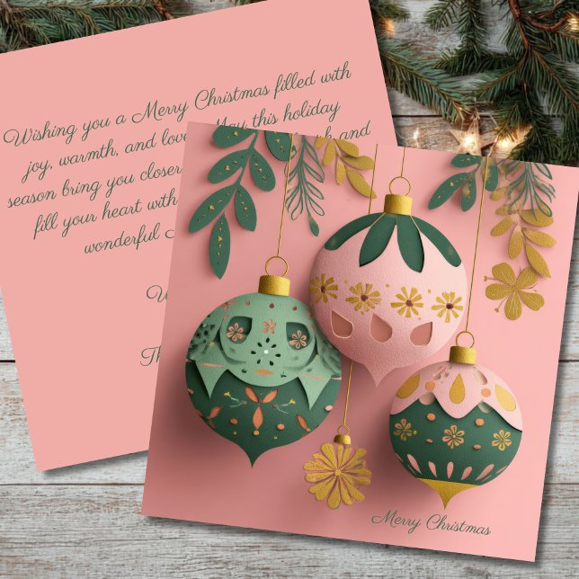 Carte Boules de Noël festives et élégantes salutations (Créateur téléchargé)