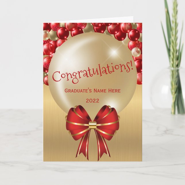 Carte Boulon rouge or tendance graduation Bow (Devant)
