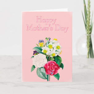 Carte Bouquest vintage rose florale Bonne fête des mères