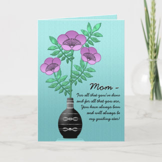 Carte Bouquet à Vase sur Aqua pour la fête des mères