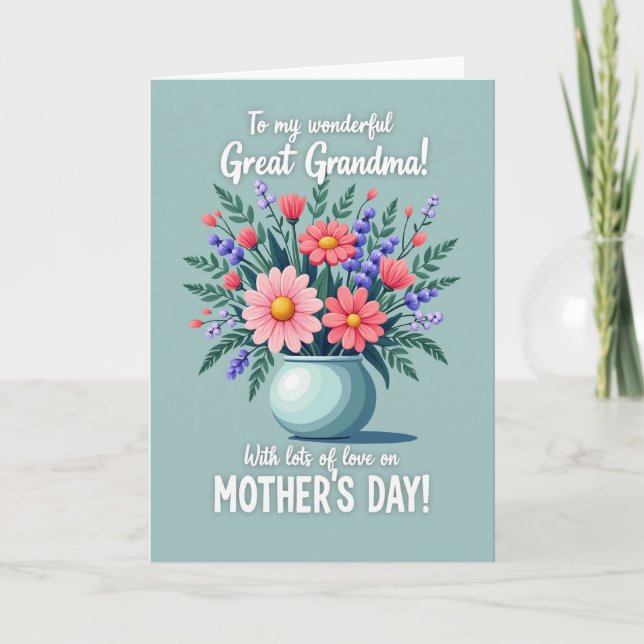 Carte Bouquet Chevron sarcelle (Devant)