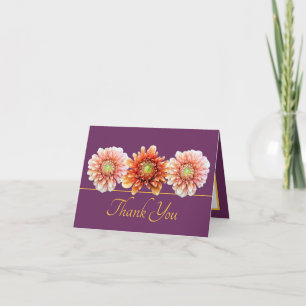 Carte Bouquet chic de dahlia orange or rose chic merci