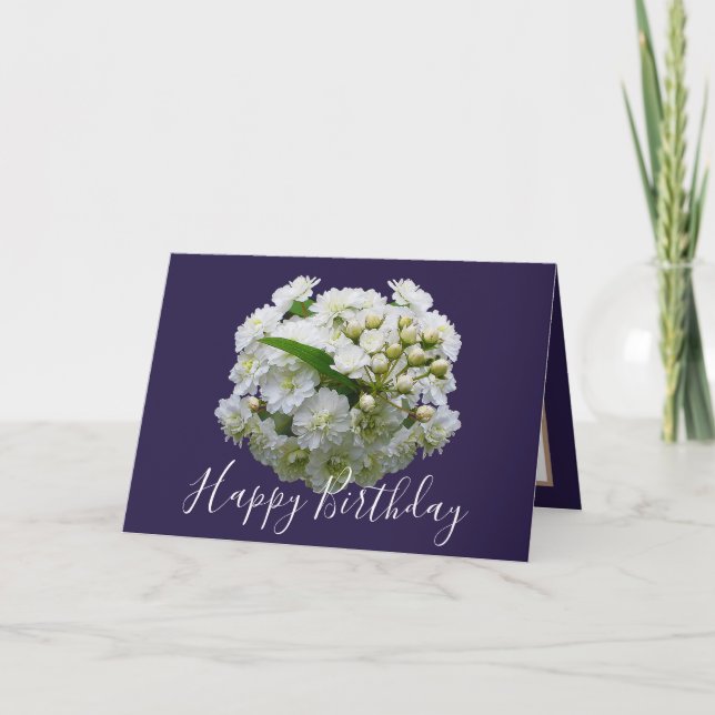 Carte Bouquet Chic Floral Spirea Blanche Anniversaire (Devant)