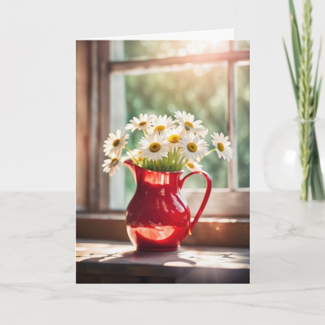 Carte Bouquet Daisy En Merci Pitcher Rouge (Devant)