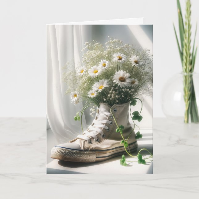 Carte Bouquet d'anniversaire Daisy dans une basket (Devant)