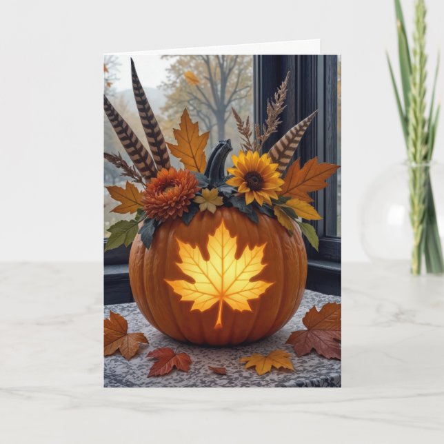 Carte Bouquet d'anniversaire d'automne dans un Citrouill (Devant)