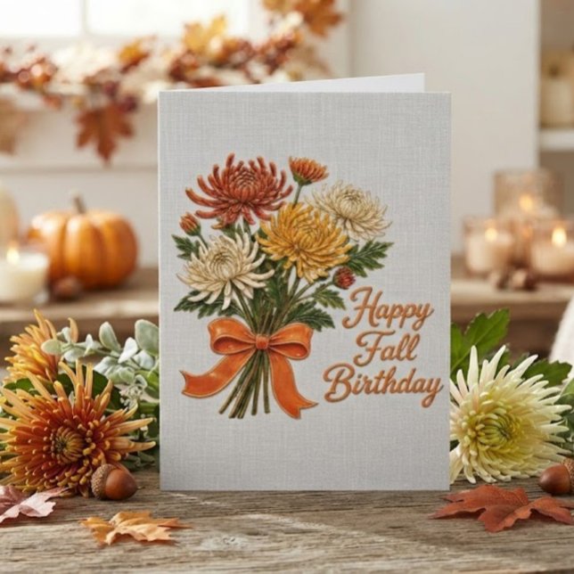 Carte Bouquet d'anniversaire de chrysanthèmes d'automne  (Créateur téléchargé)