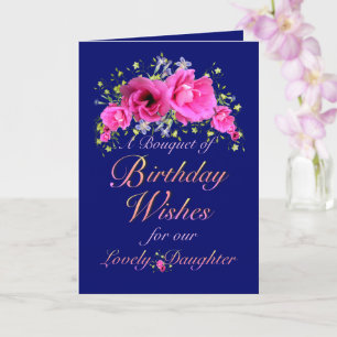 Carte Bouquet d'anniversaire de fille de fleurs et de so