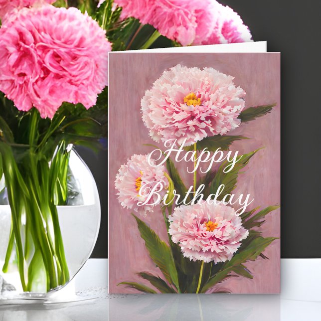 Carte Bouquet d'anniversaire de jolies oeillets roses de (Créateur téléchargé)