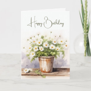 Carte Bouquet d'anniversaire de marguerites à l'aquarell