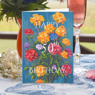 Carte Bouquet d'anniversaire de printemps d'œillet rose 