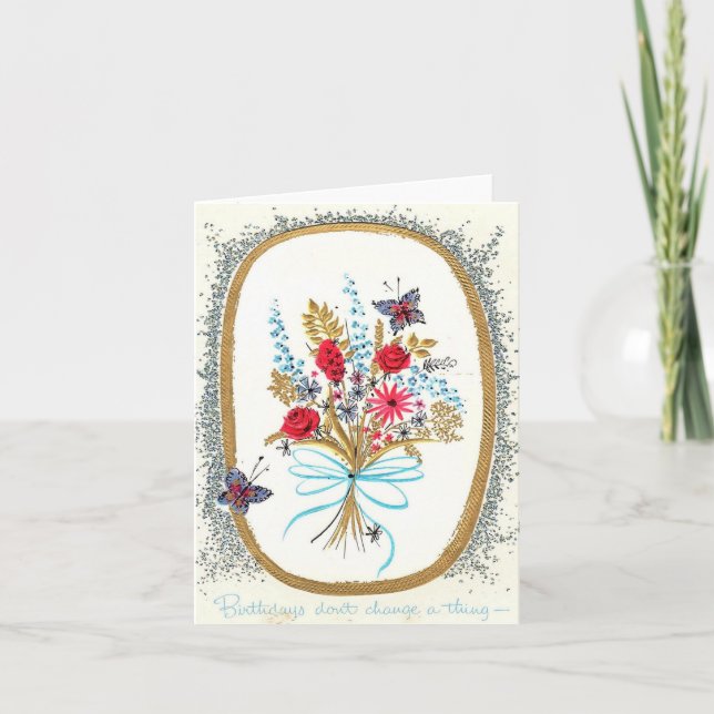 Carte Bouquet d'anniversaire vintage (Devant)