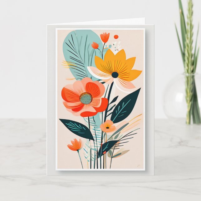 Carte Bouquet d'art moderne MCM pour anniversaire (Devant)