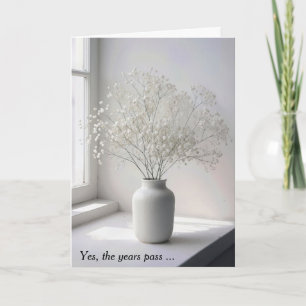 Carte Bouquet de baby's breath d'anniversaire dans un pi