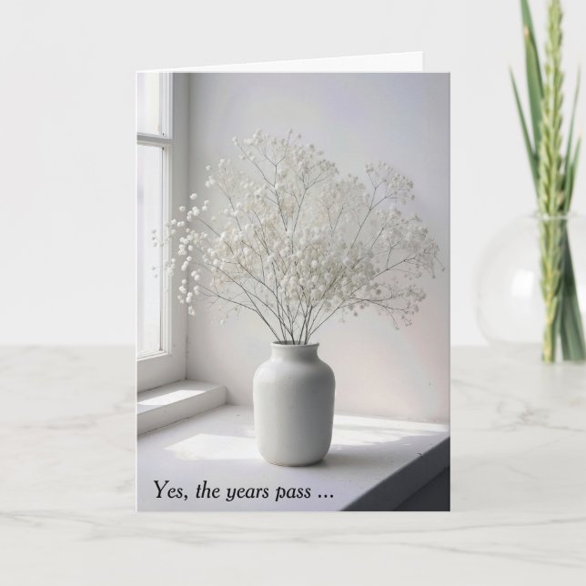Carte Bouquet de baby's breath d'anniversaire dans un pi (Devant)