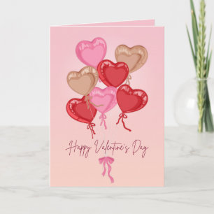 Carte Bouquet de ballons en forme de cœur en or rose et 