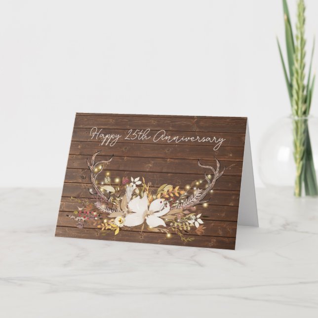 Carte Bouquet de bois de cerf pour 25e anniversaire   (Devant)