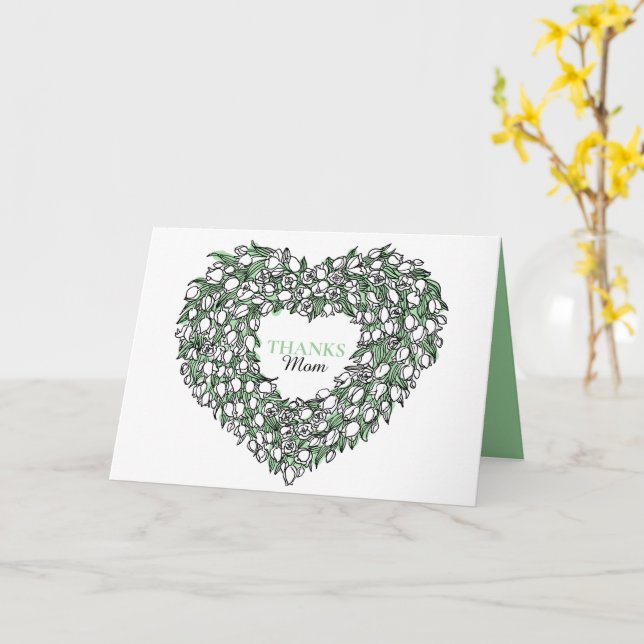 Carte Bouquet de coeur de fleurs tuilp art encré Fête de (Fleur jaune)