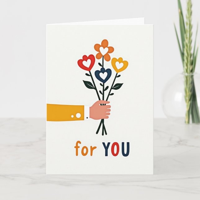 Carte Bouquet de Coeur Pour Vous (Devant)