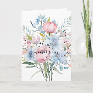 Carte Bouquet de fleurs aquarelle Fête des mères