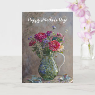 Carte Bouquet de fleurs Art Vase Fête des Mères