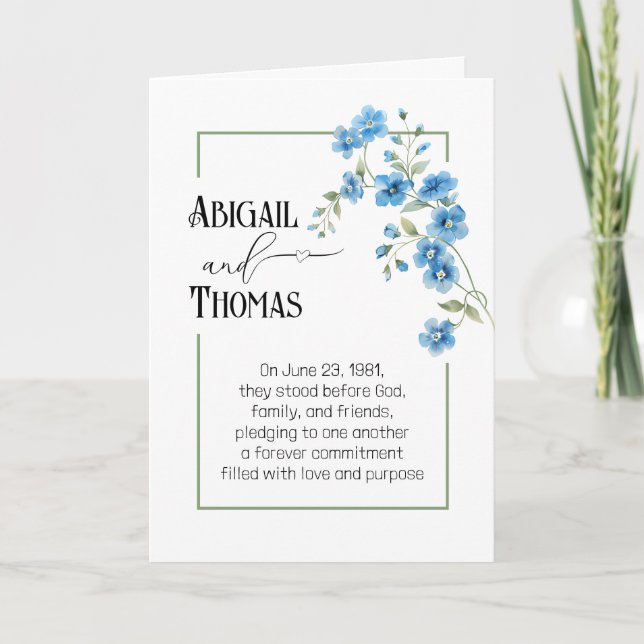 Carte Bouquet de fleurs bleues d'anniversaire  (Devant)