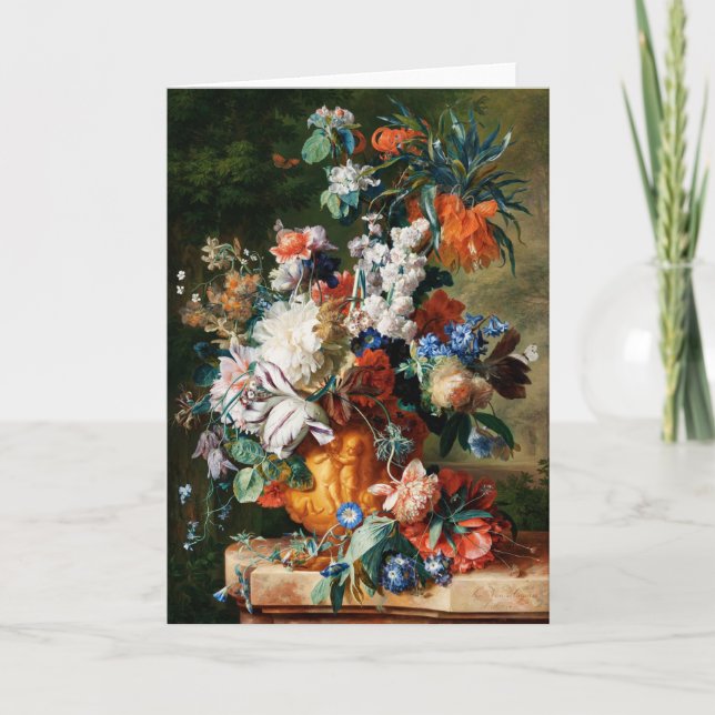 Carte Bouquet de fleurs dans une urne par Jan van Huysum (Devant)