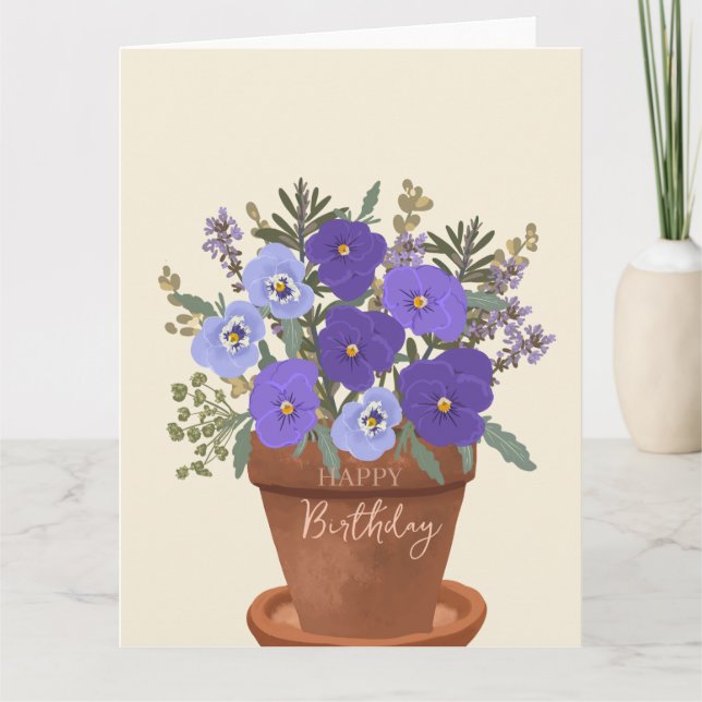 Carte Bouquet de fleurs de naissance de février Violette (Devant)