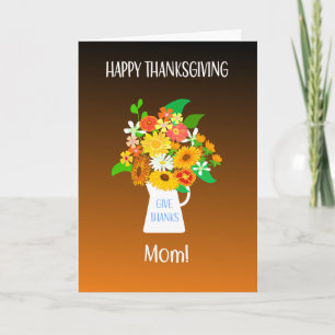 Carte Bouquet de fleurs de Thanksgiving pour Maman