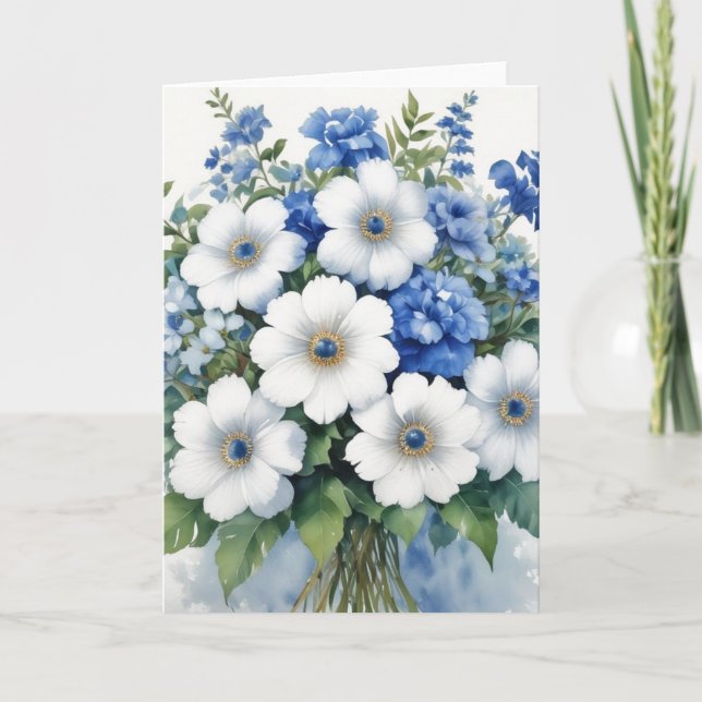 Carte Bouquet de fleurs Elégante aquarelle (Devant)