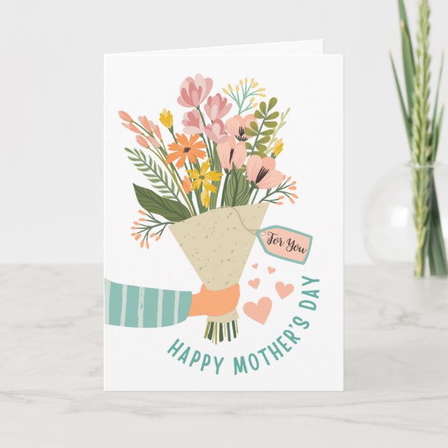 Carte Bouquet de fleurs Joyeuse fête des Mères (Devant)