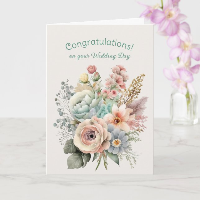 Carte Bouquet de Fleurs Mixtes Mariages Félicitations (Orchidée)