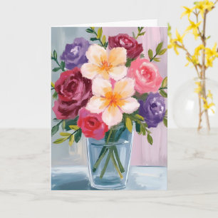Carte Bouquet de fleurs peinture florale aquarelle