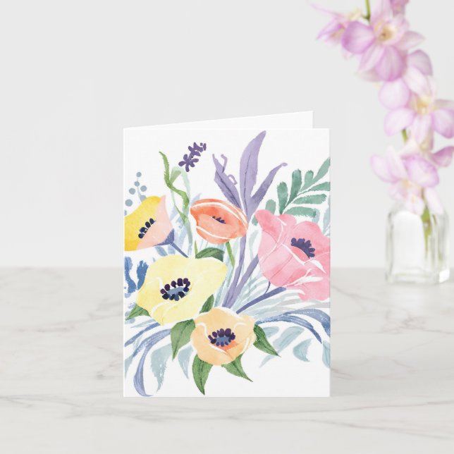 Carte Bouquet de fleurs printanières | Aquarelle florale (Orchidée)